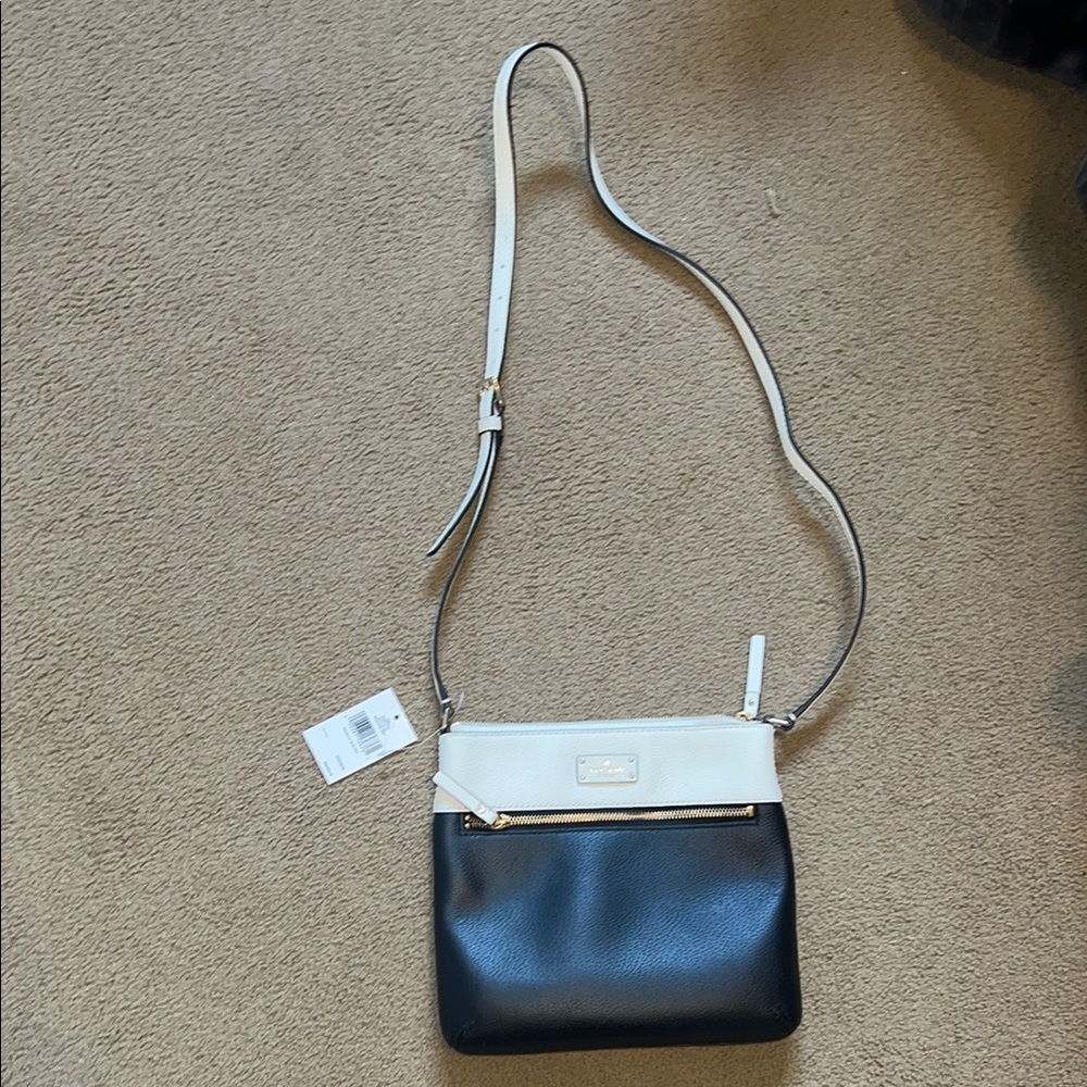 NWT Kate Spade Black and White Color-Block Crossbody Bag